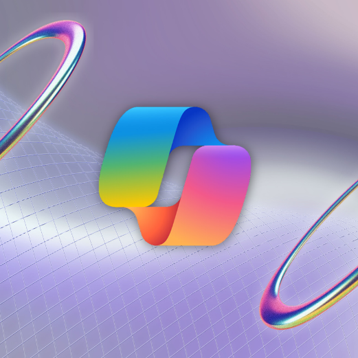 Copilot icon schwebt auf einer digitalen Fläche