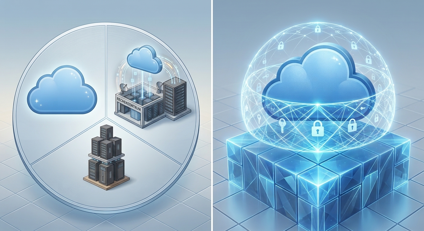  Bild, das darstellt, verschiedene Umgebungen, in denen sich die Unternehmen befinden: cloud, Hybrid, On-Premises